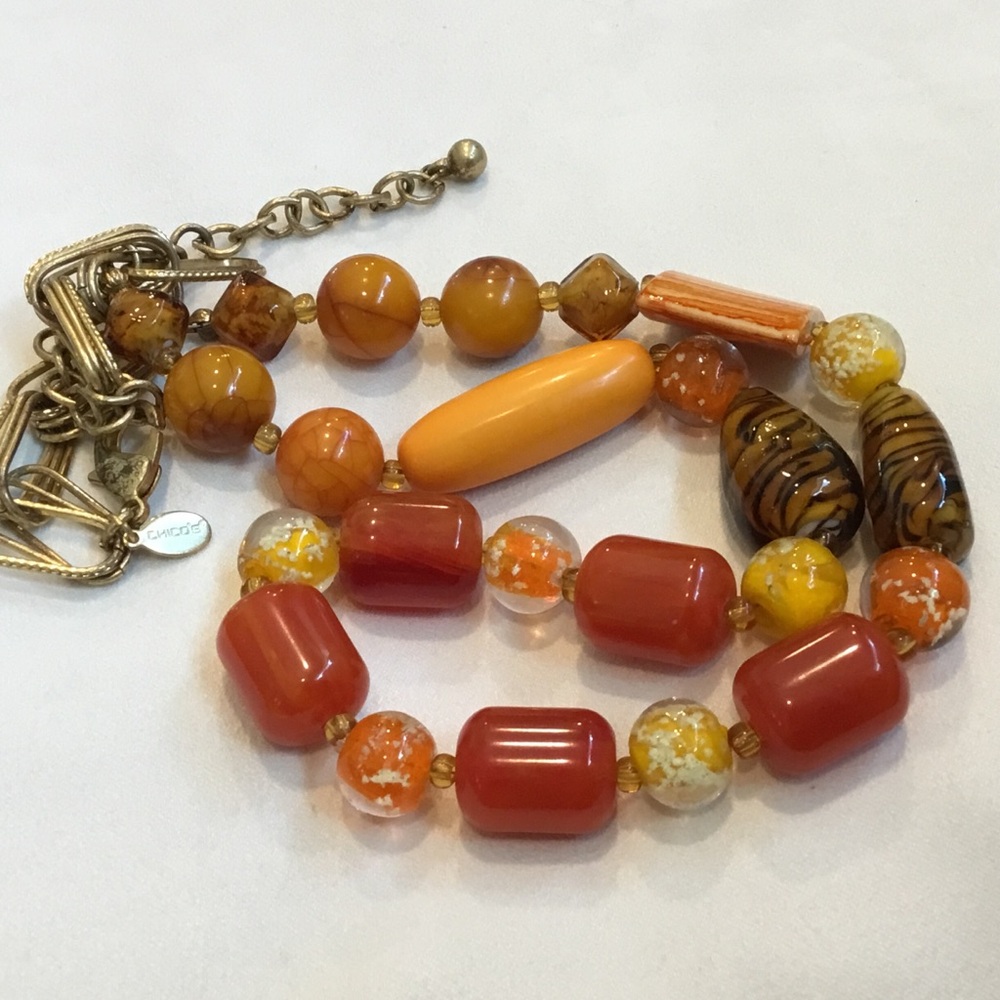 Chico’s Multi Glass Beaded Necklace.